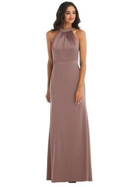 After Six Womens High Neck Open Back Satin Maxi Long Dress Gown Sienna Size 14R